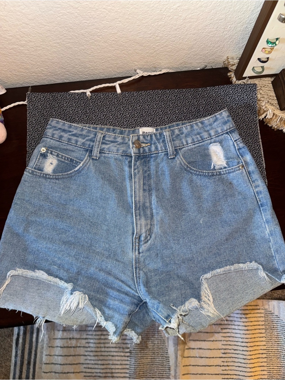 Princess Polly Light Blue Distressed High-Rise Denim Shorts